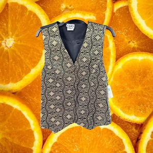 Vintage Clio Vest Brand‎ New with Tags Black/Gold Diamonds
